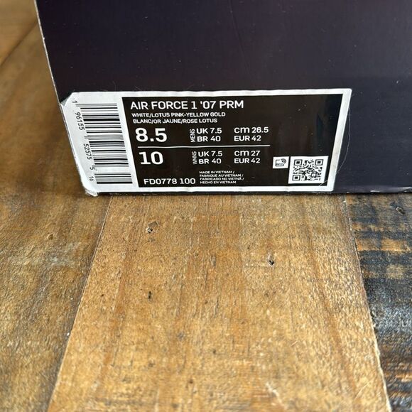 Nike Air Force 1 '07 PRM White and Lotus Pink women’s size 10 - Picture 2 of 7